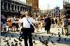 Lee feeding some of the pigeons at San Marco Square - Venice.